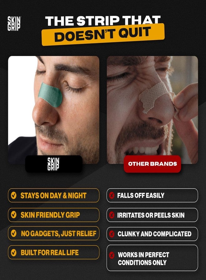 Skin Grip Nasal Strips for Snoring & Breathing–Instant Relief from Nasal Congestion, Drug-Free Snore Strips, All-Day Hold–Sleep Better, Exercise Stronger, Travel Confidently–90-Day Supply, Multi-Color - Image 2